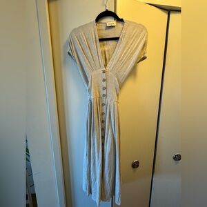 Linen corseted midi dress